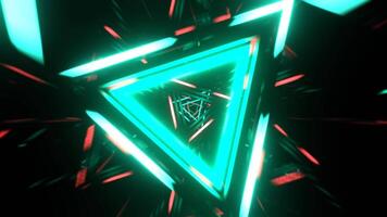 Red and Turquoise Dynamic Strobe Triangle Tunnel Background VJ Loop I 4K video