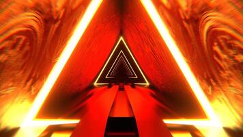 Red and Orange Triangular Alien Neon Corridor Background VJ Loop I 4K video