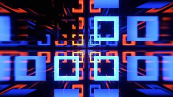 Blue and Orange Strobe Abstract Tunnel Of Neon Squares Background VJ Loop I 4K video