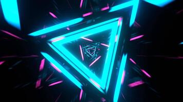 Cyan and Pink Dynamic Strobe Triangle Tunnel Background VJ Loop I 4K video