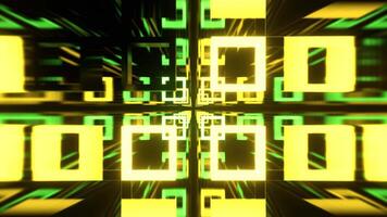 Green and Yellow Strobe Abstract Tunnel Of Neon Squares Background VJ Loop I 4K video