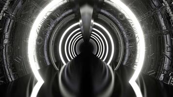 White Neon Strobe Corridor With Round Arches Background VJ Loop I 4K video