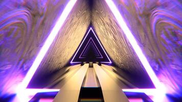 Light Yellow and Light Purple Triangular Alien Neon Corridor Background VJ Loop I 4K video