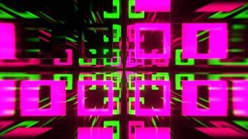 Green and Pink Strobe Abstract Tunnel Of Neon Squares Background VJ Loop I 4K video