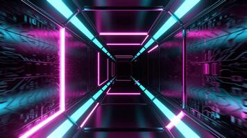 Cyan and Pink Neon Strobe Texture Chip Corridor Background VJ Loop I 4K video