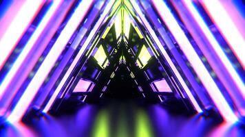 Purple and Light Green Triangle Strobe Neon Sci-Fi Tunnel Background VJ Loop I 4K video