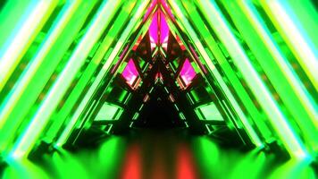 Green and Pink Triangle Strobe Neon Sci-Fi Tunnel Background VJ Loop I 4K video