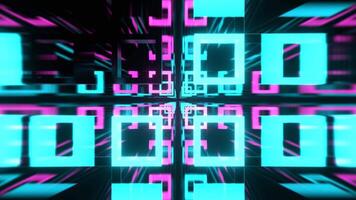 Cyan and Pink Strobe Abstract Tunnel Of Neon Squares Background VJ Loop I 4K video