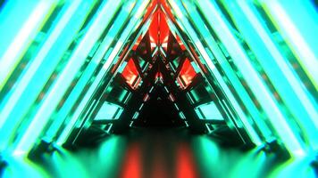 Red and Turquoise Triangle Strobe Neon Sci-Fi Tunnel Background VJ Loop I 4K video