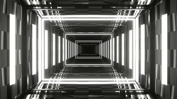 White Neon Hallway With Checkerboard Texture Background VJ Loop I 4K video