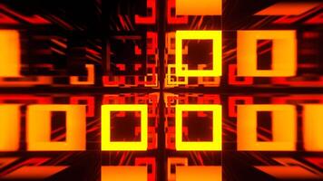 Red and Orange Strobe Abstract Tunnel Of Neon Squares Background VJ Loop I 4K video