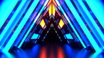 Blue and Orange Triangle Strobe Neon Sci-Fi Tunnel Background VJ Loop I 4K video