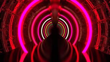 Multicolor Neon Strobe Corridor With Round Arches Background VJ Loop I 4K video