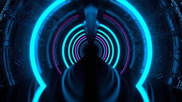 Cyan and Pink Neon Strobe Corridor With Round Arches Background VJ Loop I 4K video