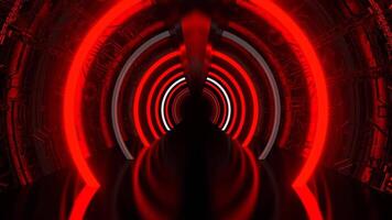 Red and White Neon Strobe Corridor With Round Arches Background VJ Loop I 4K video