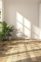 An empty room with a wooden floor and a window photo