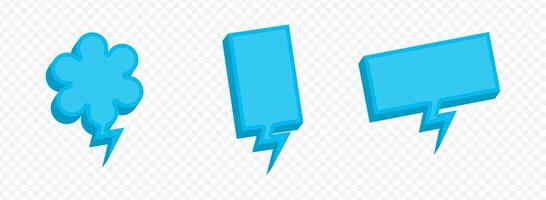 there are three blue speech bubbles with white background vector