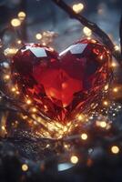 A red diamond is shown in the shape of a heart photo
