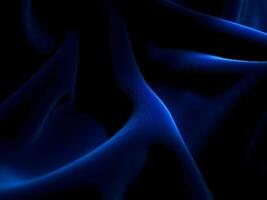 Shimmering blue satin flows like ocean waves, creating a luxurious, elegant, and deep glow with smooth folds photo