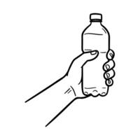 A hand holding a water bottle icon. An editable illustration that can be used on websites and apps. vector