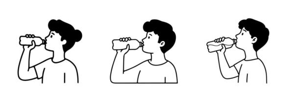 Editable, high-quality drawing icons featuring people drinking water. vector