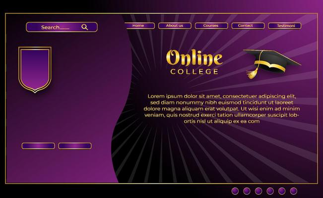 website template online college gold and purple background