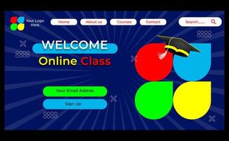 online class education website template colorful background vector