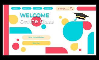online class website template colorful background vector