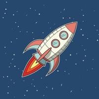 Cartoon Style Rocket in Outer Space vector