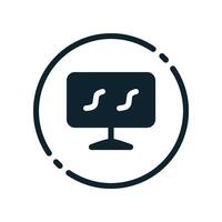 Design Illustration graphic of monitor icon with glyph style. Suitable for UI, mobile design, web design, etc. vector