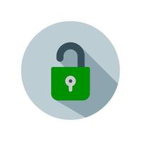 Design Illustration graphic of open padlock icon with flat style. Suitable for UI, mobile design, web design, etc. vector