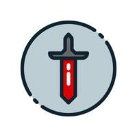 Design Illustration graphic of sword icon with colored line style. Suitable for UI, mobile design, web design, etc. vector