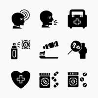 Design Illustration graphic of healthcare set icon with glyph style. Suitable for UI, mobile design, web design, etc. vector