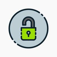Design Illustration graphic of open padlock icon with colored line style. Suitable for UI, mobile design, web design, etc. vector