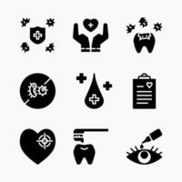 Design Illustration graphic of health set icon with glyph style. Suitable for UI, mobile design, web design, etc. vector