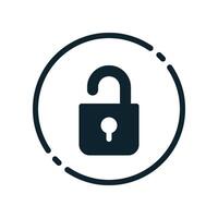Design Illustration graphic of open padlock icon with glyph style. Suitable for UI, mobile design, web design, etc. vector