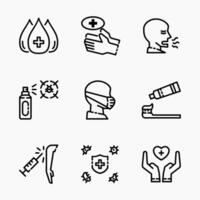 Design Illustration graphic of healthcare set icon with line style. Suitable for UI, mobile design, web design, etc. vector