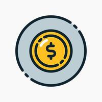 Design Illustration graphic of coin icon with colored line style. Suitable for UI, mobile design, web design, etc. vector
