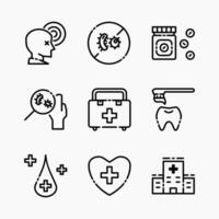 Design Illustration graphic of health set icon with line style. Suitable for UI, mobile design, web design, etc. vector