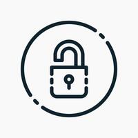 Design Illustration graphic of open padlock icon with line style. Suitable for UI, mobile design, web design, etc. vector