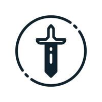 Design Illustration graphic of sword icon with glyph style. Suitable for UI, mobile design, web design, etc. vector
