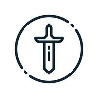 Design Illustration graphic of sword icon with line style. Suitable for UI, mobile design, web design, etc. vector