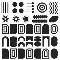 Set of abstract dark geometric shapes. Geometric elements. vector