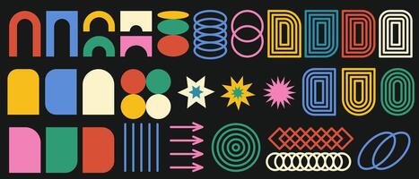 Set of abstract geometric shapes. Round oval rectangular typography in retro style. vector
