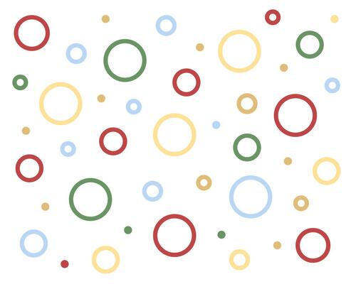 Set of round shapes for background in Christmas colors. Flat shape illustration isolated on white background.