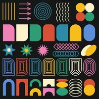 Round oval rectangular typography in retro style. Abstract geometric shapes. vector