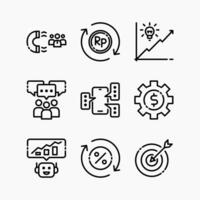 Design Illustration graphic of analysis business set icon with line style. Suitable for UI, mobile design, web design, etc. vector