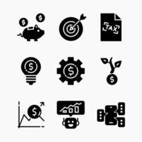 Design Illustration graphic of analysis business set icon with glyph style. Suitable for UI, mobile design, web design, etc. vector