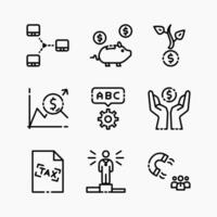 Design Illustration graphic of management business set icon with line style. Suitable for UI, mobile design, web design, etc. vector