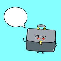 Smart Briefcase Cartoon with Glasses and Speech Bubble. Editable Text vector